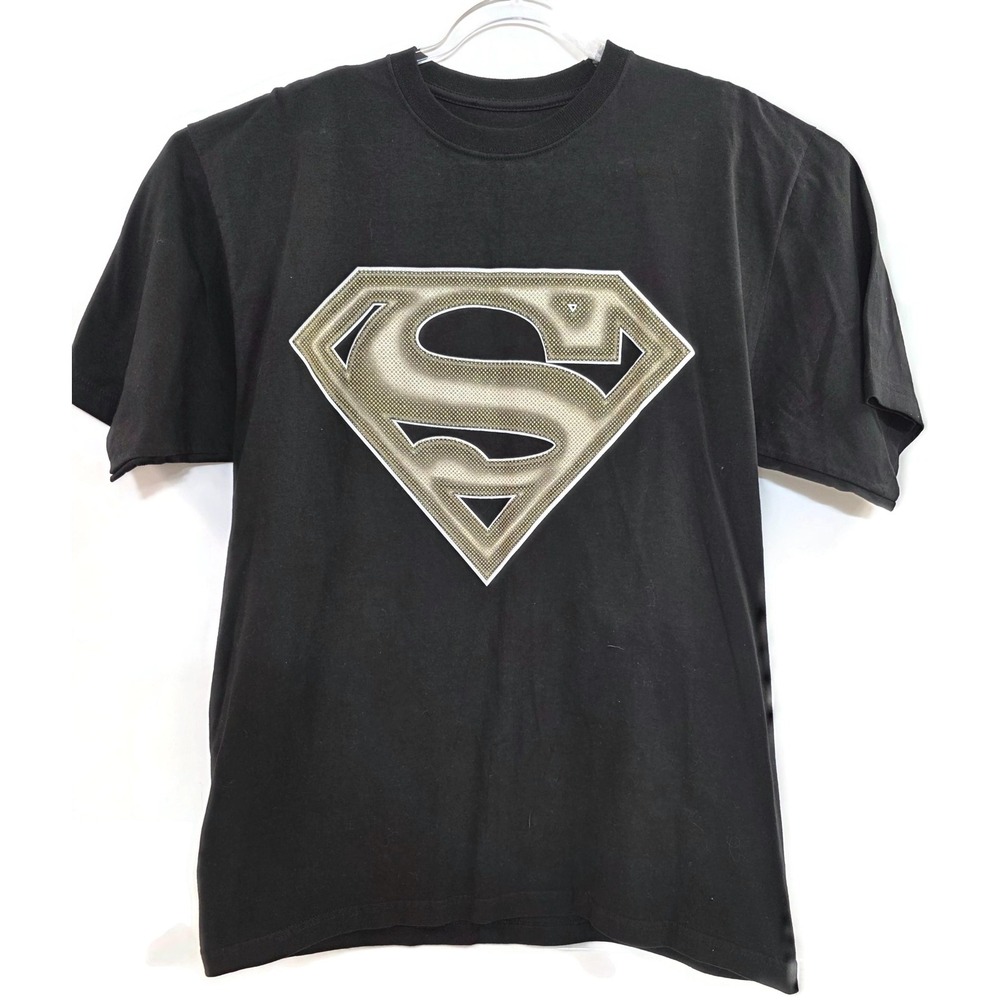 Superman Shirt Mens‎ Large Black LOT29 Silver Shield Logo DC Comics Tee